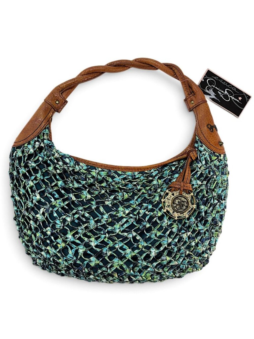 Jessica Simpson Woven Dream Catcher Bag Blue Brown L Green